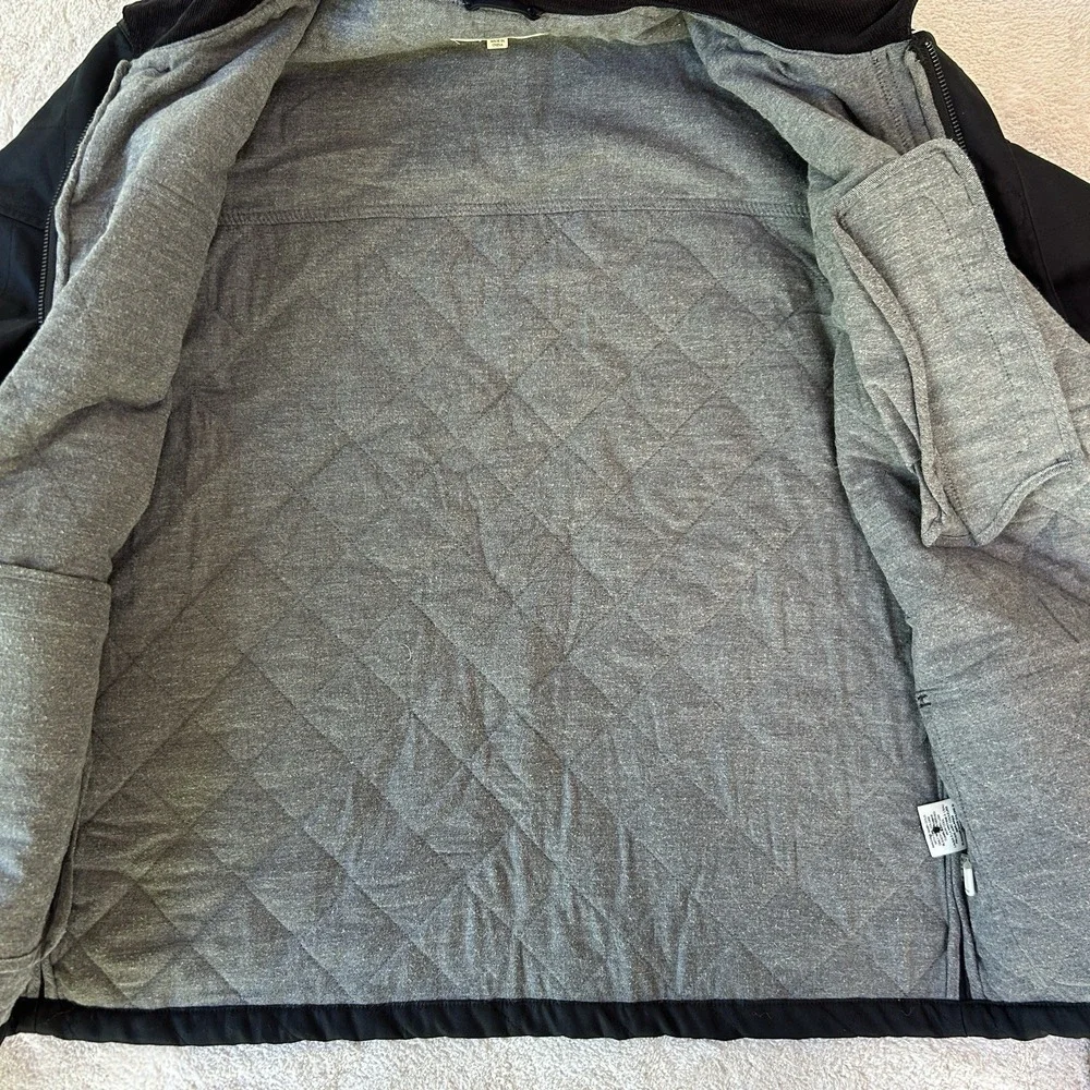 WRK Cotton Quilted Jacket Mens L Black Zip & Hook Closure Lined Field Chore Coat